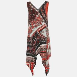 مملوكة مسبقًا Just Cavalli Red/Black Printed Crepe Asymmetric Short Dress M