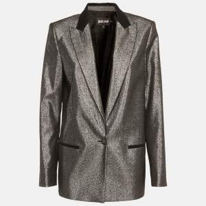 مملوكة مسبقًا Just Cavalli Metallic Cotton Blend Blazer M