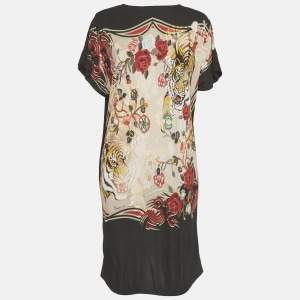 Pre Owned Class by Roberto Cavalli Black Printed Jersey Mini Dress M