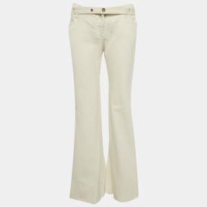 مملوكة مسبقًا Just Cavalli Cream Denim Wide Leg Jeans M/Waist 29"