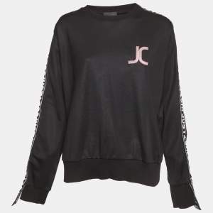 Pre Owned Just Cavalli Black Knit Logo Detail Jumper XL