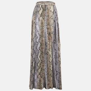 مملوكة مسبقًا Just Cavalli Multicolour Snakeskin Print Cotton Palazzo Pants M
