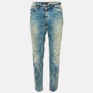 Pre Owned Just Cavalli Blue Washed Denim Skinny Jeans M Waist 35" 