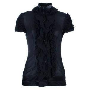 Pre Owned Just Cavalli Black Ruffle Detail Top M