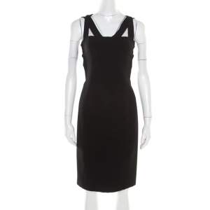 Pre Owned Just Cavalli Black Knit Cutout Back Detail Sleeveless Midi Dress S