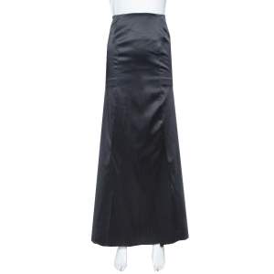 Just Cavalli Black Satin Train Detail Maxi Skirt L