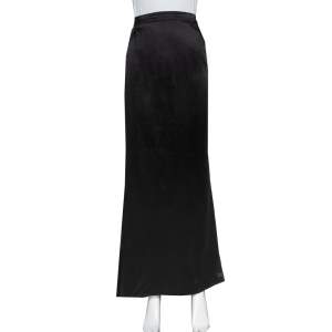Just Cavalli Black Satin Asymmetrical Hem Maxi Skirt L