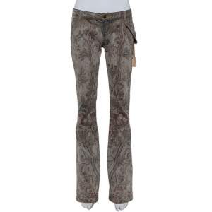 Just Cavalli Grey Floral Printed Denim Glitter Detail Bootcut Jeans M