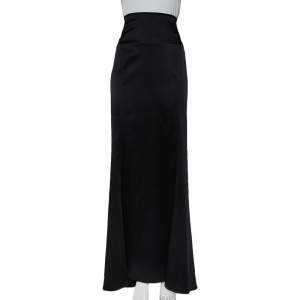 Pre Owned Just Cavalli Black Satin Paneled Maxi Skirt L