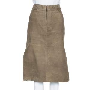 Just Cavalli Brown Leather Midi Skirt M