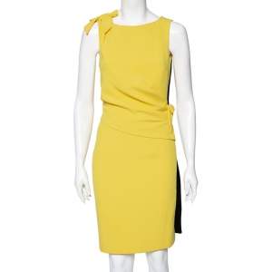 Class By Roberto Cavalli Yellow Crepe Bow Detail Draped Dress S
