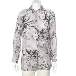 Just Cavalli Pink Floral Printed Georgette Shirt L