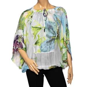 Pre Owned Just Cavalli Multicolor Butterfly Printed Top M