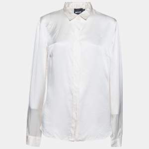 Pre Owned Just Cavalli White Silk Long Sleeve Shirt L