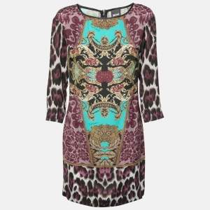 Just Cavalli Multicolor Printed Silk Midi Dress M