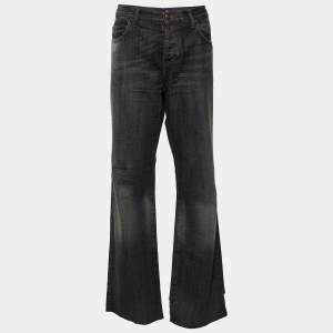 Pre Owned Just Cavalli Grey Cotton Distressed Hem Straight Fit Jeans XL/Waist - 36"