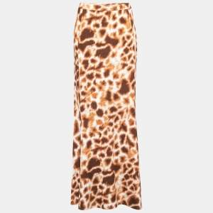 Pre Owned Just Cavalli Brown Animal Print Jersey Maxi Skirt M