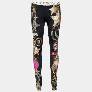 Just Cavalli Black Printed Jersey Leggings M