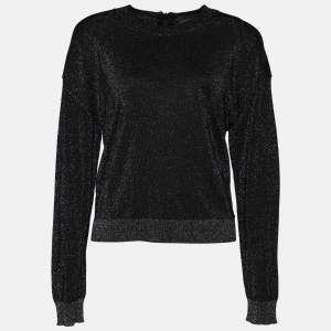 Just Cavalli Black Lurex Knit Zip Detail Sweatshirt S