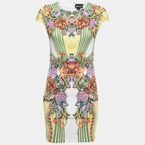 Just Cavalli Multicolor Floral Printed Jersey Bodycon Dress L