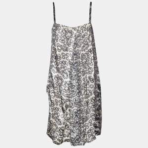 Just Cavalli Grey Animal Printed Silk Wrap Mini Dress M