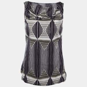 Just Cavalli Brown Printed Silk Sleeveless Top M