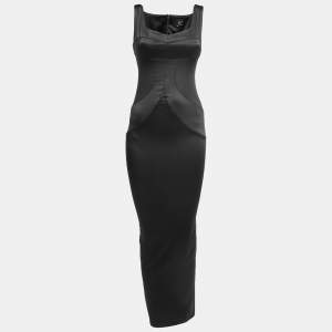 Just Cavalli Black Satin Sleeveless Maxi Dress M