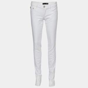 Just Cavalli White Denim Embroidered Pocket Detail Jeans S Waist: 30.5"