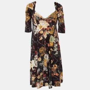 Just Cavalli Multicolor Printed jersey Ruched Sleeve Mini Dress L