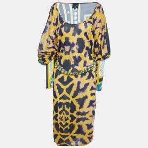 Just Cavalli Multicolor Printed Knit Belted Jumpsuit M