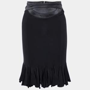 Just Cavalli Black Jersey & Satin Detail Mini Skirt M