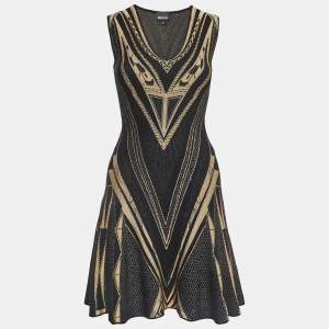 Just Cavalli Black Patterned Knit Sleeveless Mini Dress XS