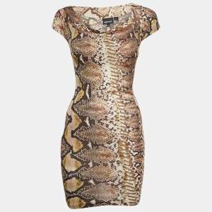Pre Owned Just Cavalli Multicolor Snakeskin Print Knit Mini Dress XS