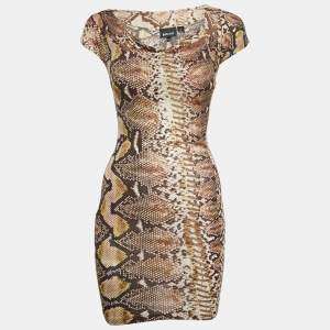 Just Cavalli Multicolor Snakeskin Print Knit Mini Dress XS