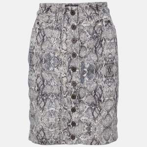Just Cavalli Beige Animal Pattern Cotton Fitted Skirt S