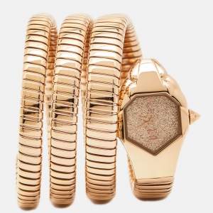 Just Cavalli Glittered Champagne Rose Gold Plated Stainless Steel Glam Chic JC1L115M0035 Women's Wristwatch 22 mm