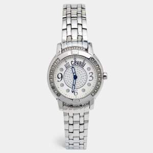 Just Cavalli Silver Crystal Embellished Stainless Steel R7253161515 Women's Wristwatch 34 mm