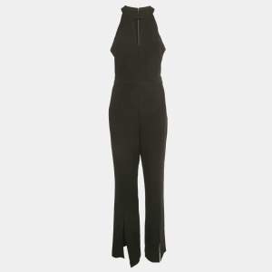 Pre Owned Karl Lagerfeld Black Crepe Party Jumpsuit M