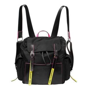 Karl Lagerfeld Black Nylon K/neon Backpack 