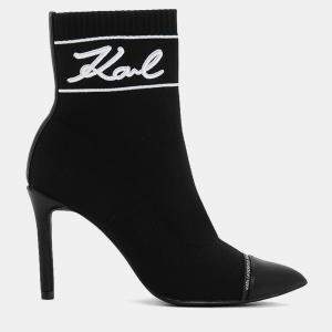 مملوكة مسبقًا Karl Lagerfield Signia Black Leather Ankle Boots 36