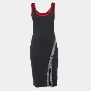 Karl Lagerfeld Black Logo Lace Trimmed Tank Dress S