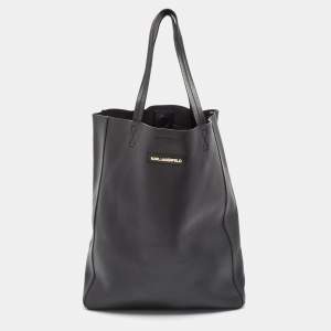 Karl Lagerfeld Black Leather Vertical Tote