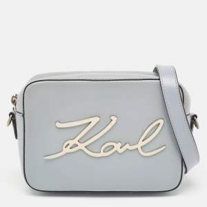 Karl Lagerfeld Light Blue Leather K/Signature Camera Crossbody Bag