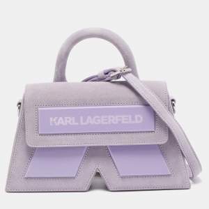 Karl Lagerfeld Purple Suede K/Ikonik Top Handle Bag