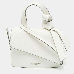 Karl Lagerfeld White Lace Print Leather Chantelle Top Handle Bag
