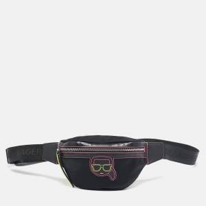Karl Lagerfeld Black Leather and Nylon K/Ikonik Convertible Bumbag 