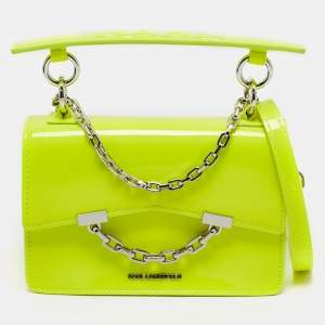 Karl Lagerfeld Neon Yellow Patent Leather Mini K/Karl Seven Top Handle Bag