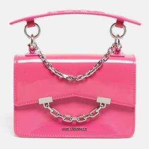 Pre Owned Karl Lagerfeld Pink Patent Leather K/Karl Seven Top Handle Bag