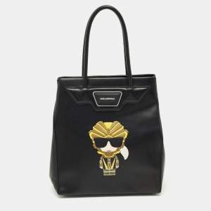 Pre Owned Karl Lagerfeld Black Leather K/Heros Tote