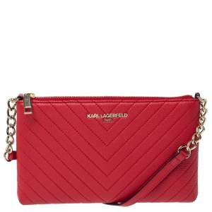 Karl Lagerfeld Red Leather Gigi Crossbody Bag